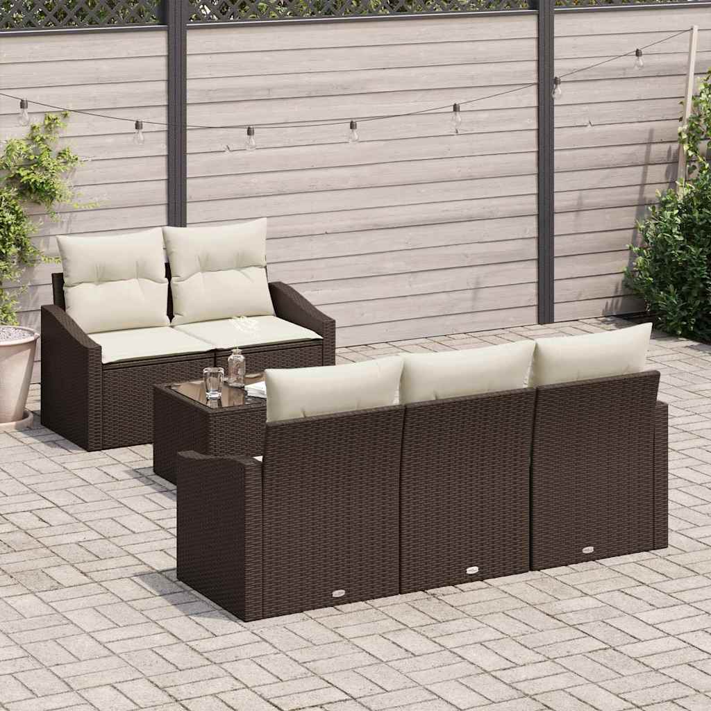 Sofa Sæt 6 stk. Brun og Creme polyrattan