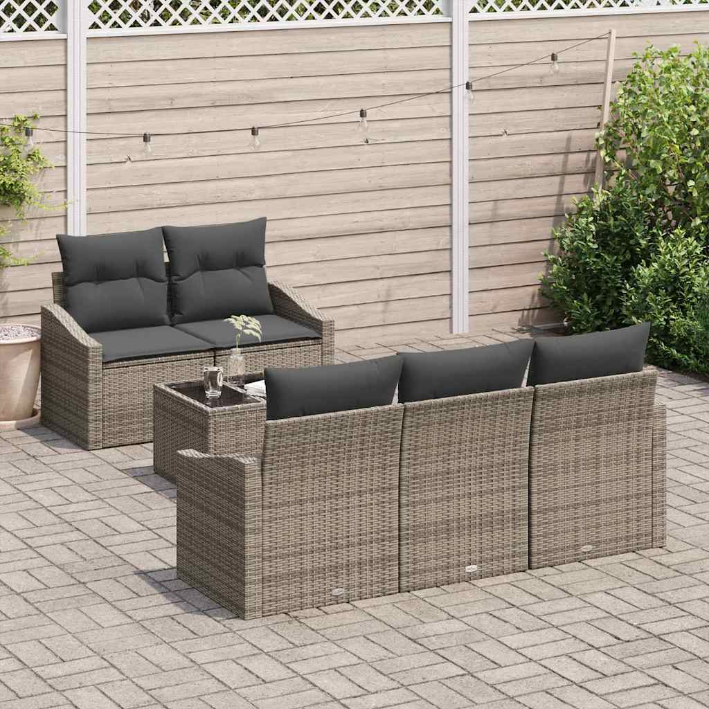 Sofa Sæt 6 stk. Grå polyrattan