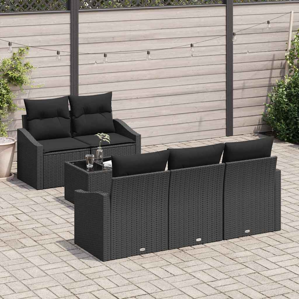 Sofa Sæt 6 stk. Sort polyrattan
