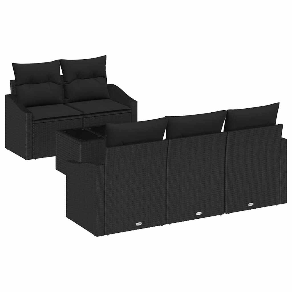 Sofa Sæt 6 stk. Sort polyrattan