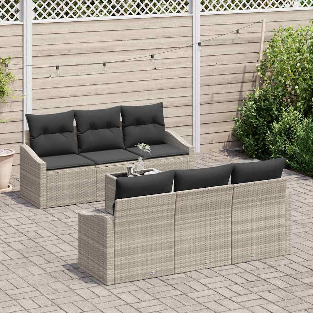 Sofa Sæt 7 stk. Lysegrå og mørkegrå polyrattan