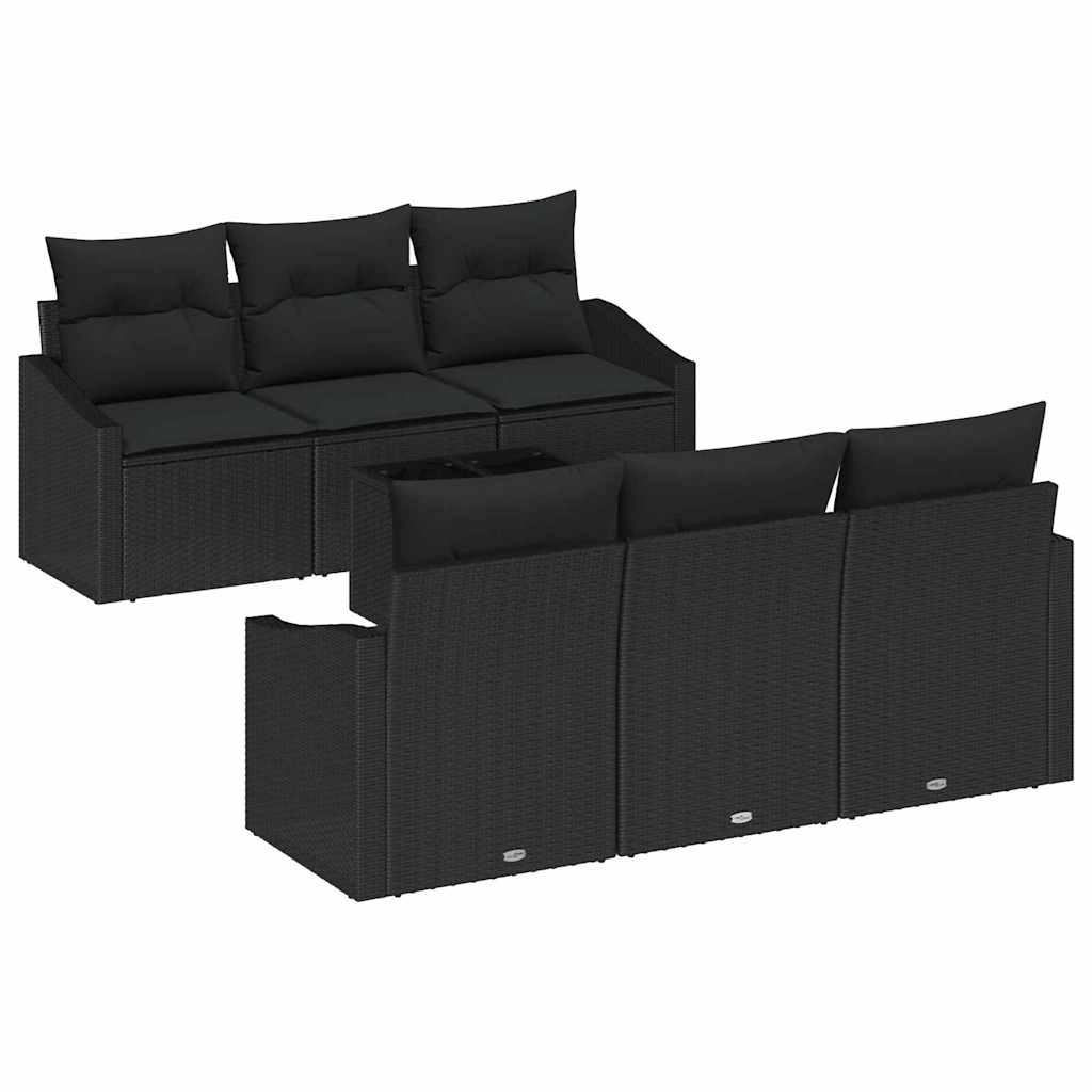 Sofa Sæt 7 stk. Sort polyrattan