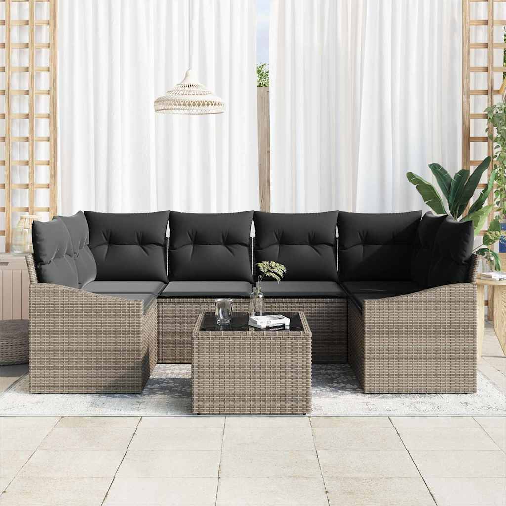 Sofa Sæt 7 stk. Grå polyrattan