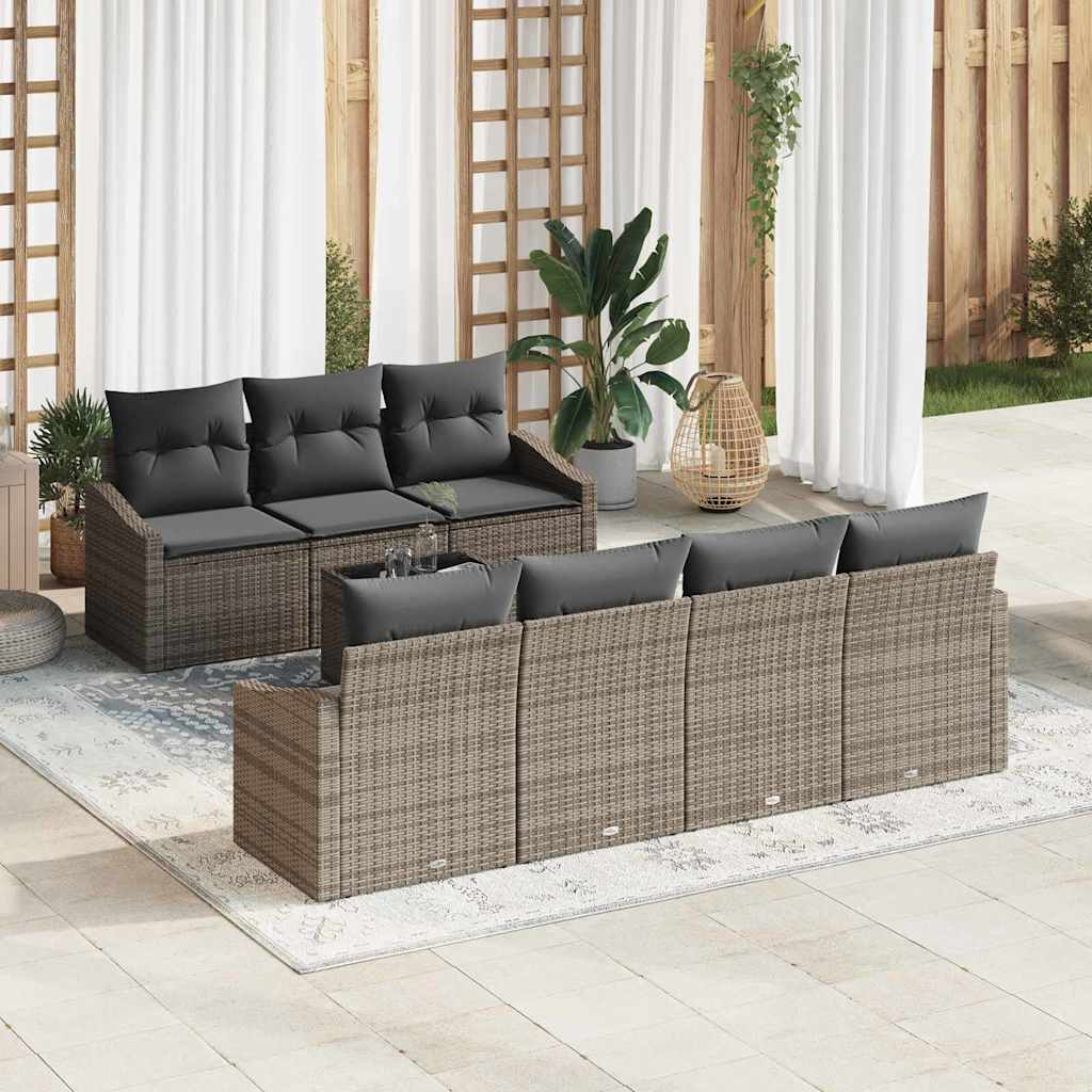Sofa Sæt 8 stk. Grå polyrattan