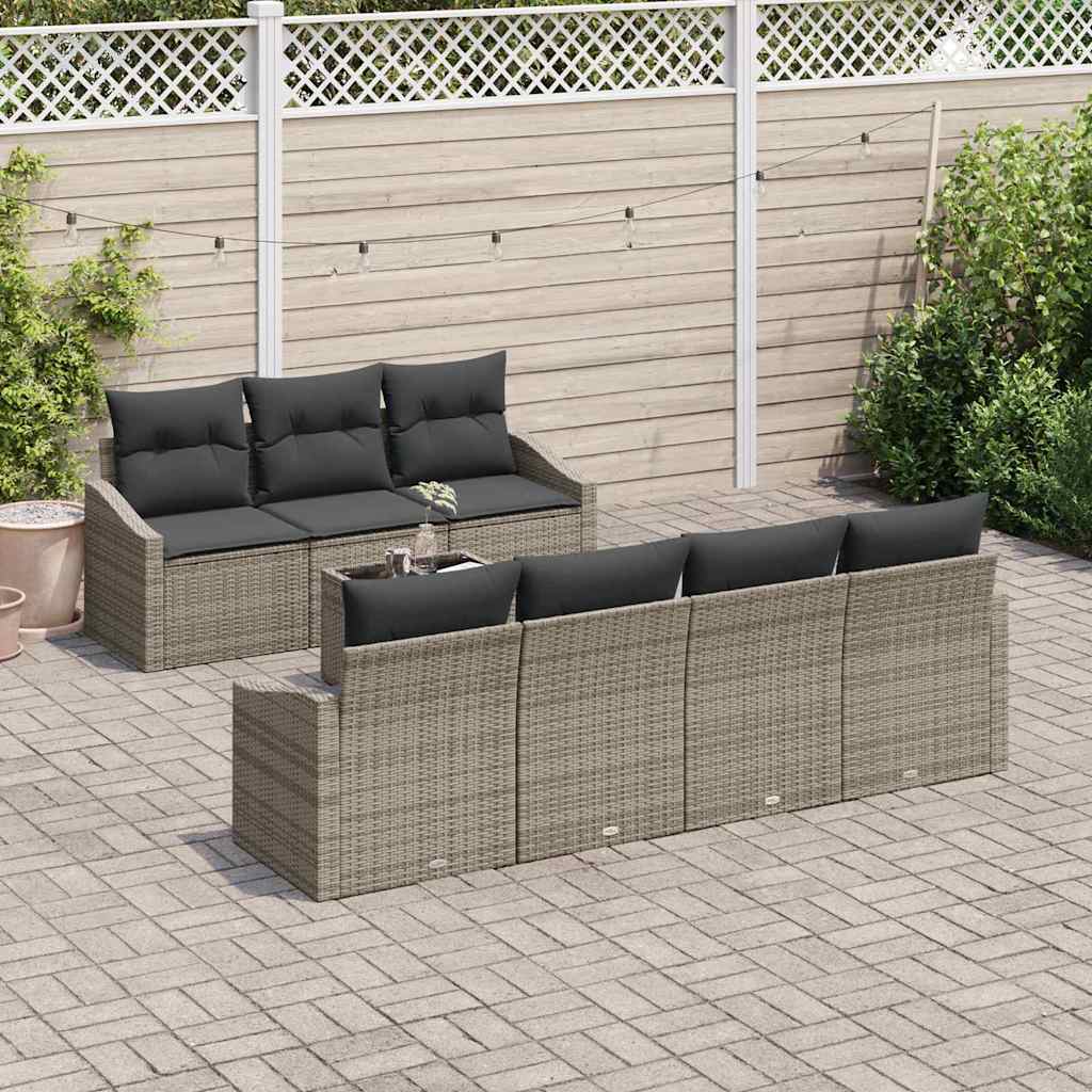 Sofa Sæt 8 stk. Grå polyrattan