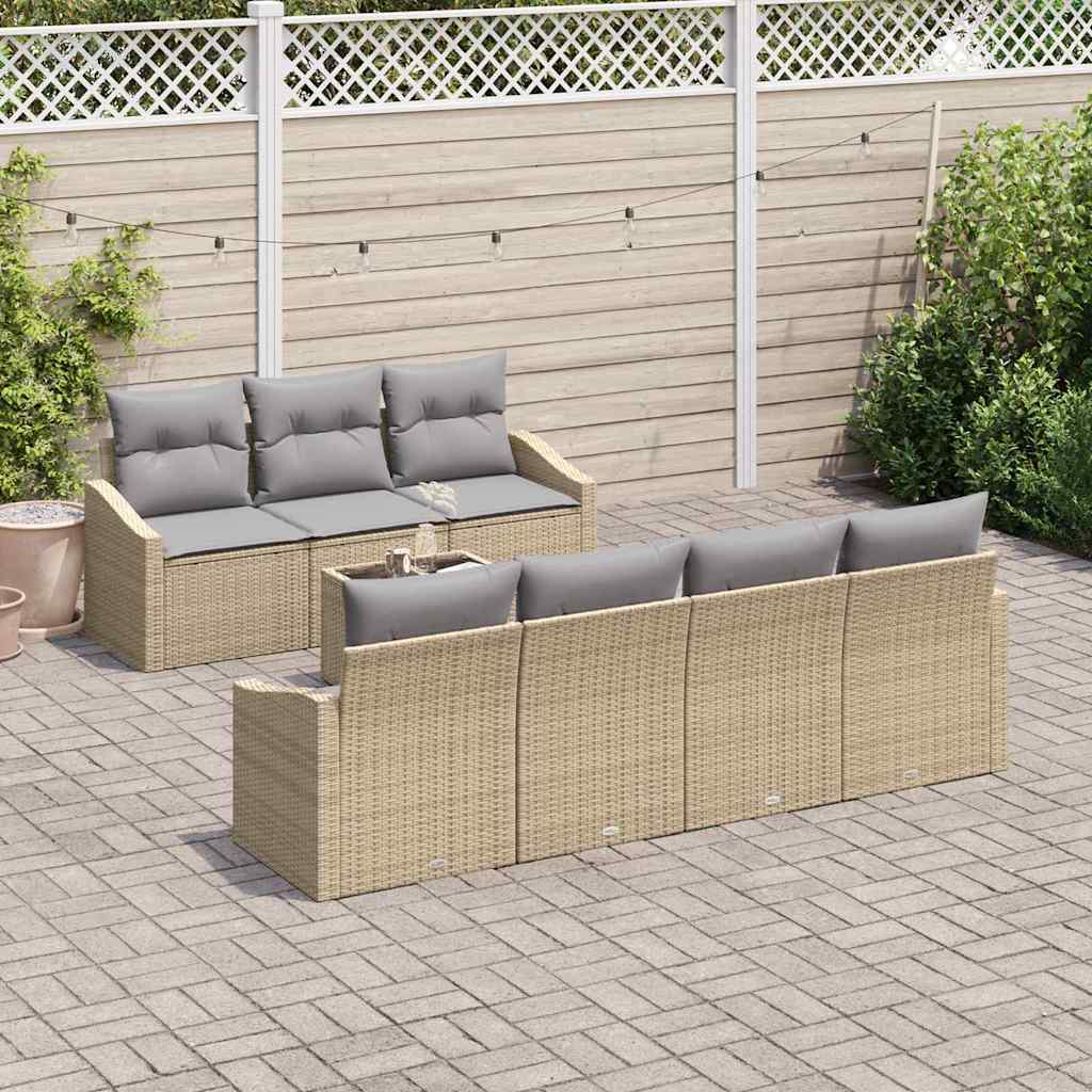 Sofa Sæt 8 stk. Beige og grå polyrattan