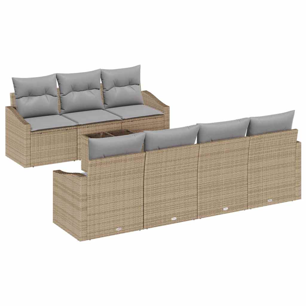 Sofa Sæt 8 stk. Beige og grå polyrattan