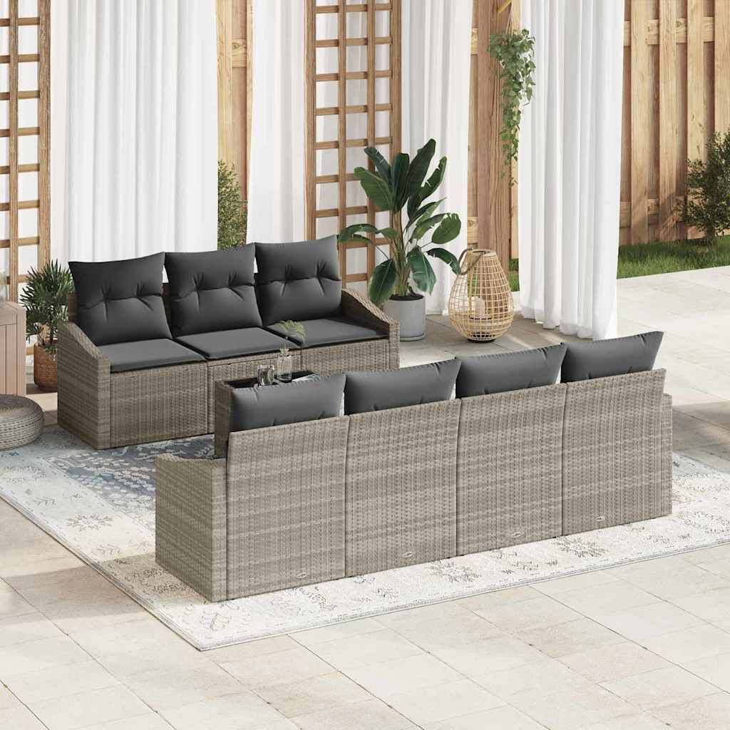Sofa Sæt 8 stk. Lysegrå og mørkegrå polyrattan
