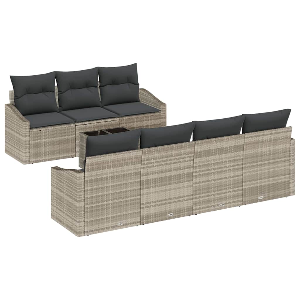 Sofa Sæt 8 stk. Lysegrå og mørkegrå polyrattan