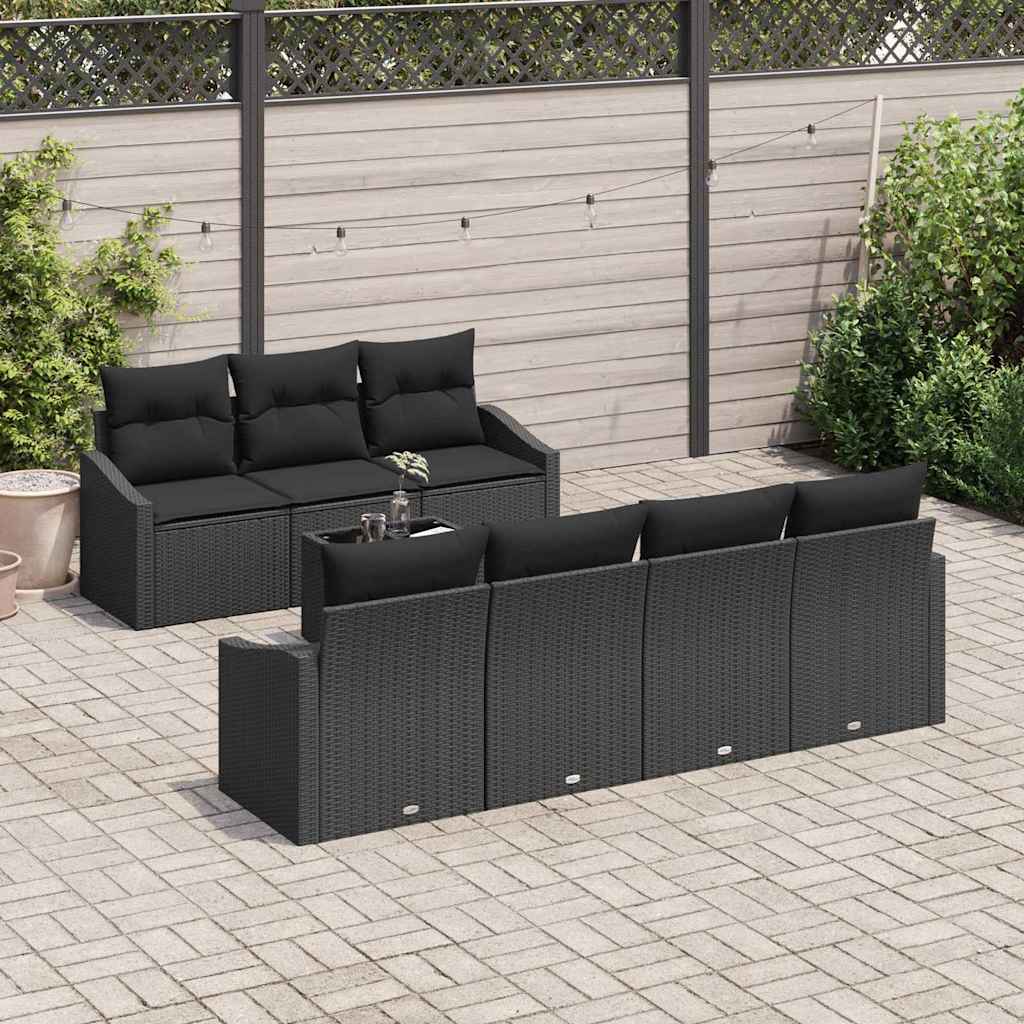 Sofa Sæt 8 stk. Sort polyrattan