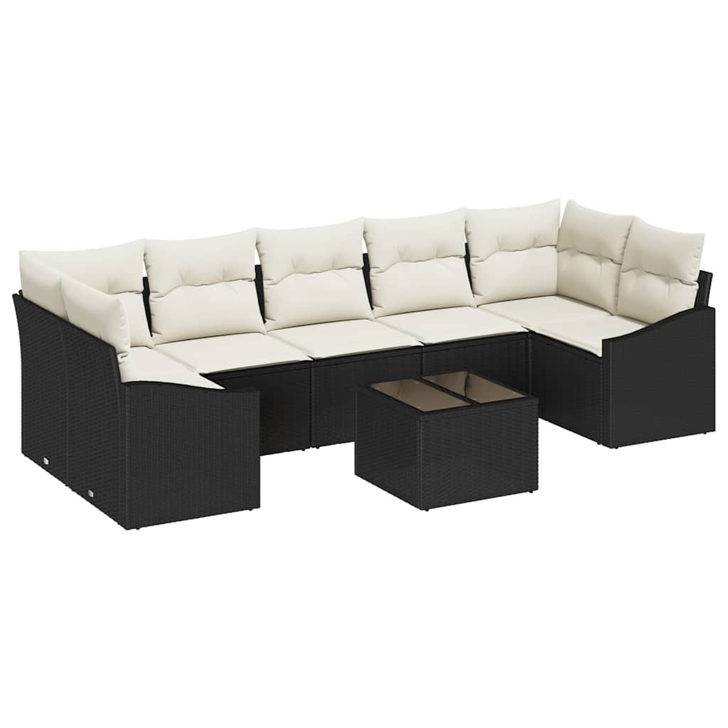 Sofa Sæt 8 stk. Sort og Cream polyrattan