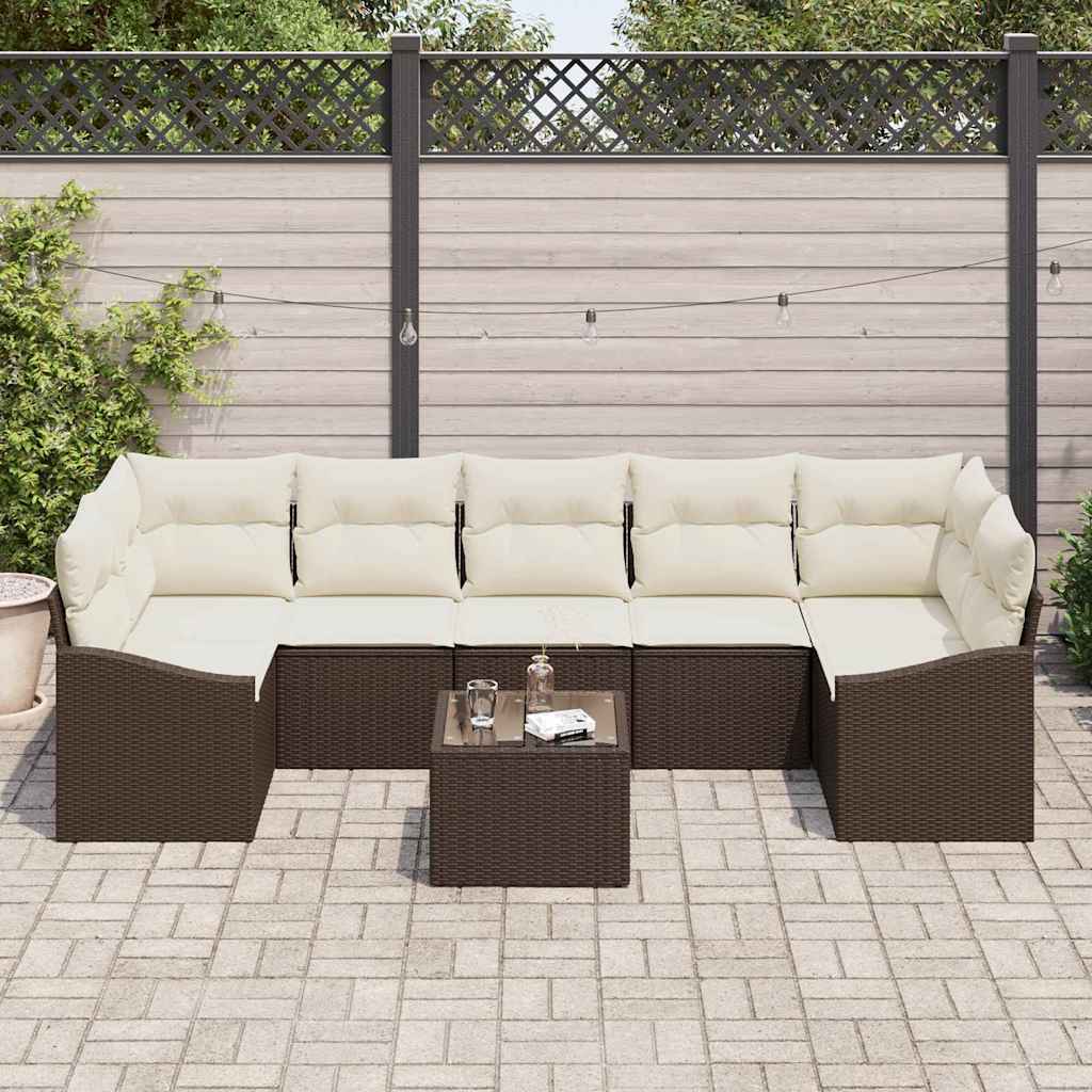Sofa Sæt 8 stk. Brun og Creme polyrattan