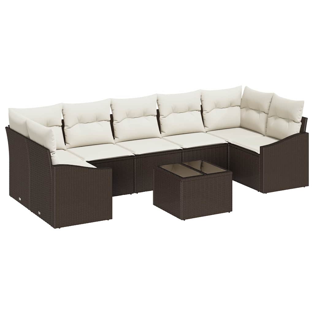Sofa Sæt 8 stk. Brun og Creme polyrattan