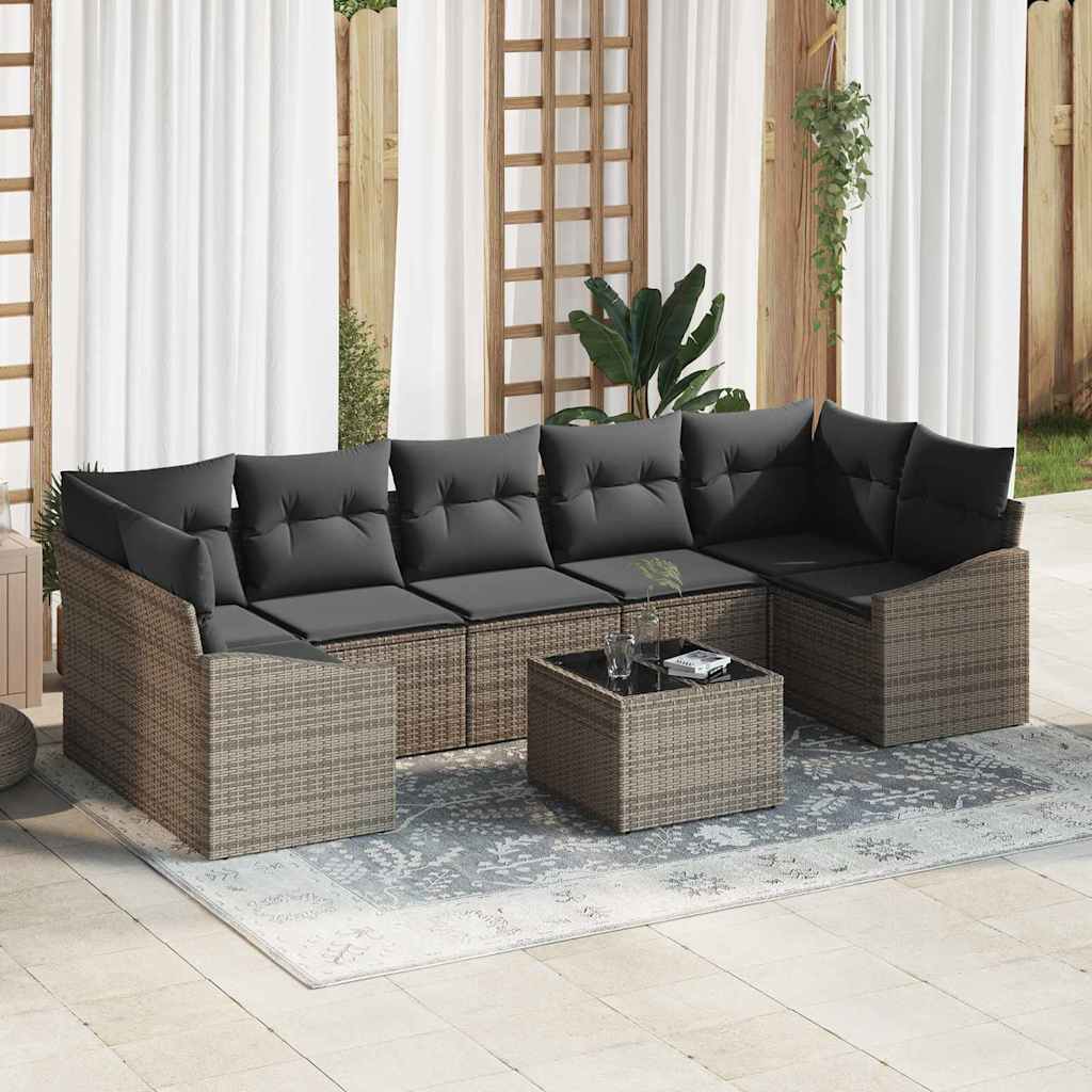 Sofa Sæt 8 stk. Grå polyrattan