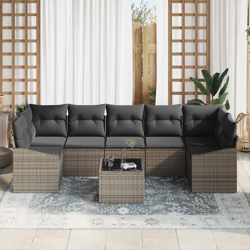 Sofa Sæt 8 stk. Grå polyrattan