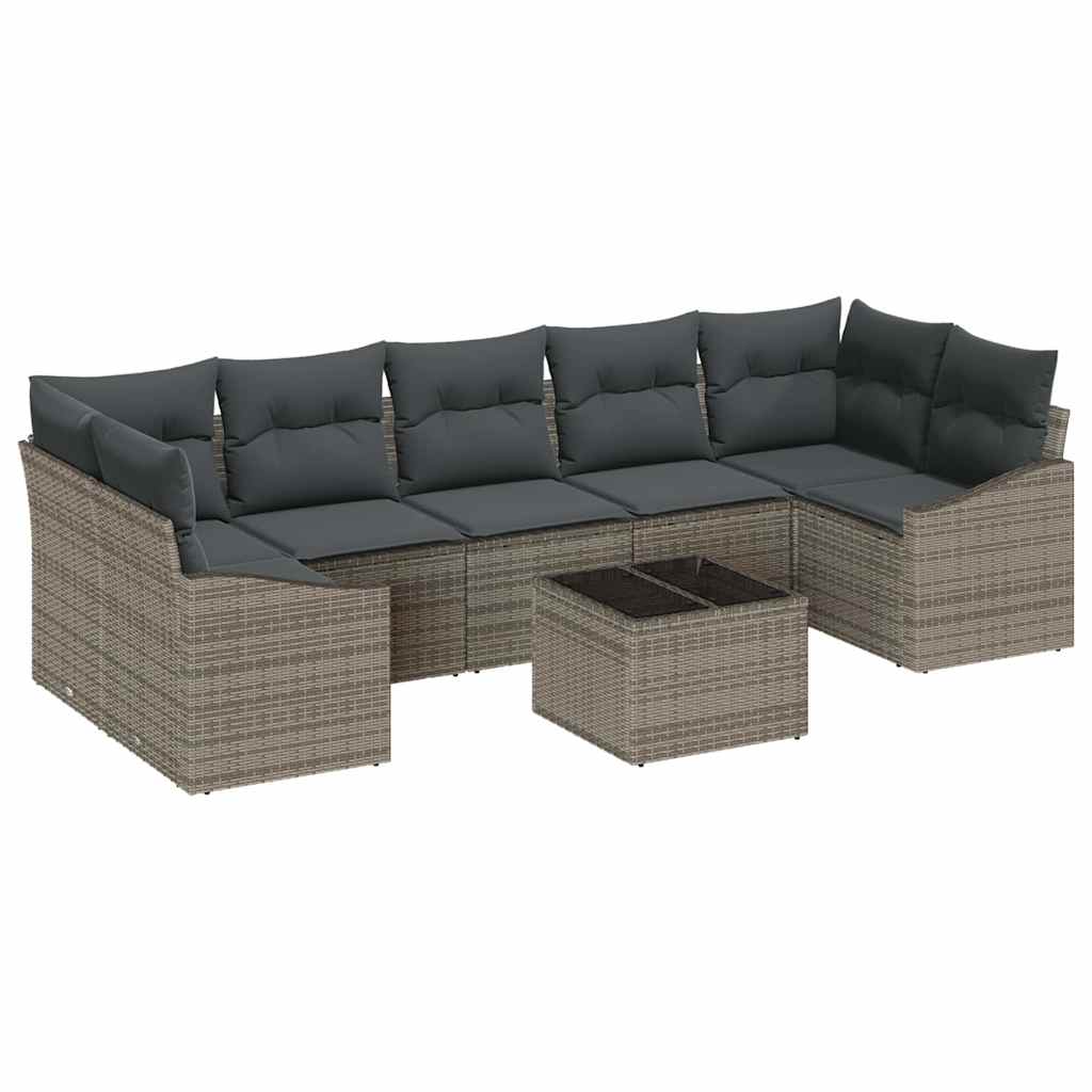 Sofa Sæt 8 stk. Grå polyrattan