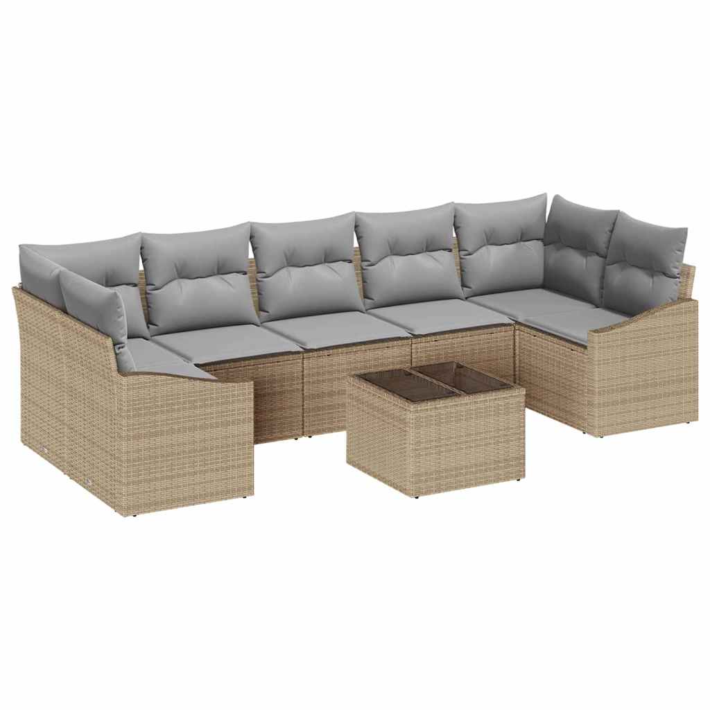 Sofa Sæt 8 stk. Beige og grå polyrattan