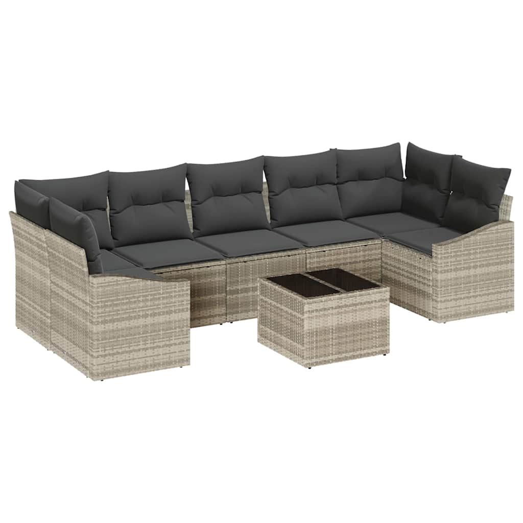 Sofa Sæt 8 stk. Lysegrå og mørkegrå polyrattan