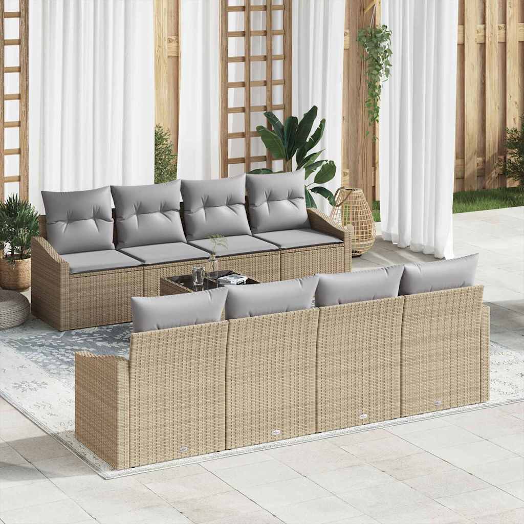 Sofa Sæt 7 stk. Beige og grå polyrattan