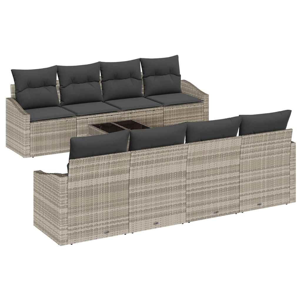 Sofa Sæt 7 stk. Lysegrå og mørkegrå polyrattan