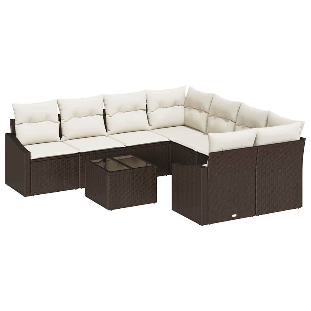 Sofa Sæt 9 stk. Brun og Creme polyrattan