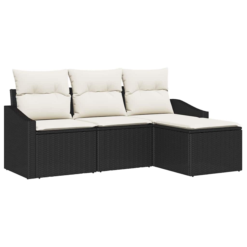 Sofa Sæt 4 stk. Sort og Cream polyrattan