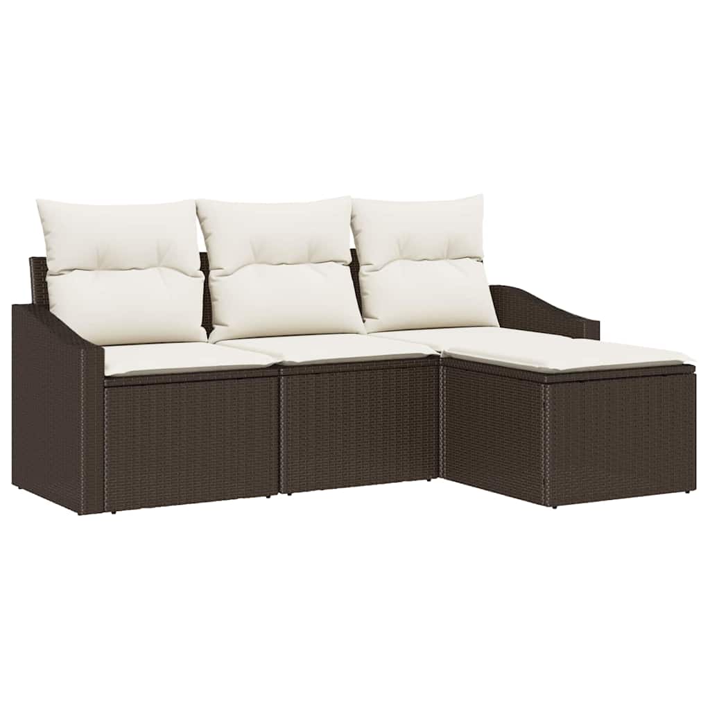 Sofa Sæt 4 stk. Brun og Creme polyrattan