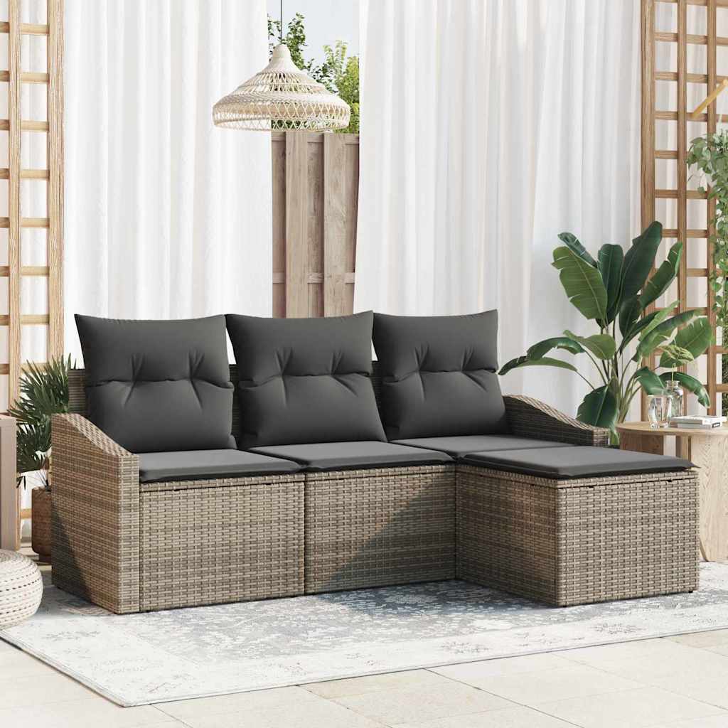 Sofa Sæt 4 stk. Grå polyrattan