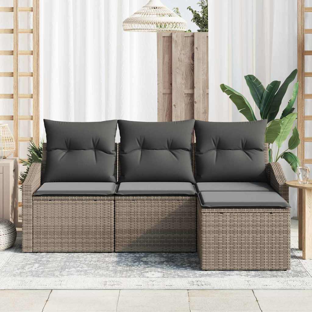 Sofa Sæt 4 stk. Grå polyrattan