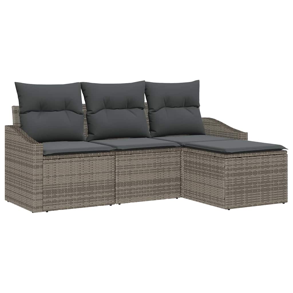 Sofa Sæt 4 stk. Grå polyrattan