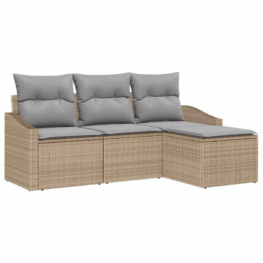 Sofa Sæt 4 stk. Beige og lys grå polyrattan