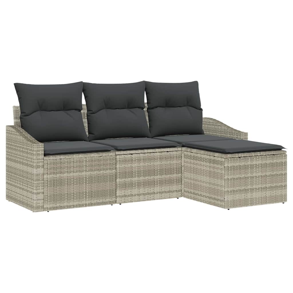 Sofa Sæt 4 stk. Lysegrå polyrattan