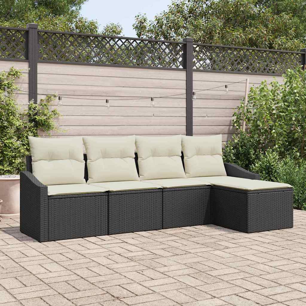 Sofa Sæt 5 stk. Sort og Cream polyrattan