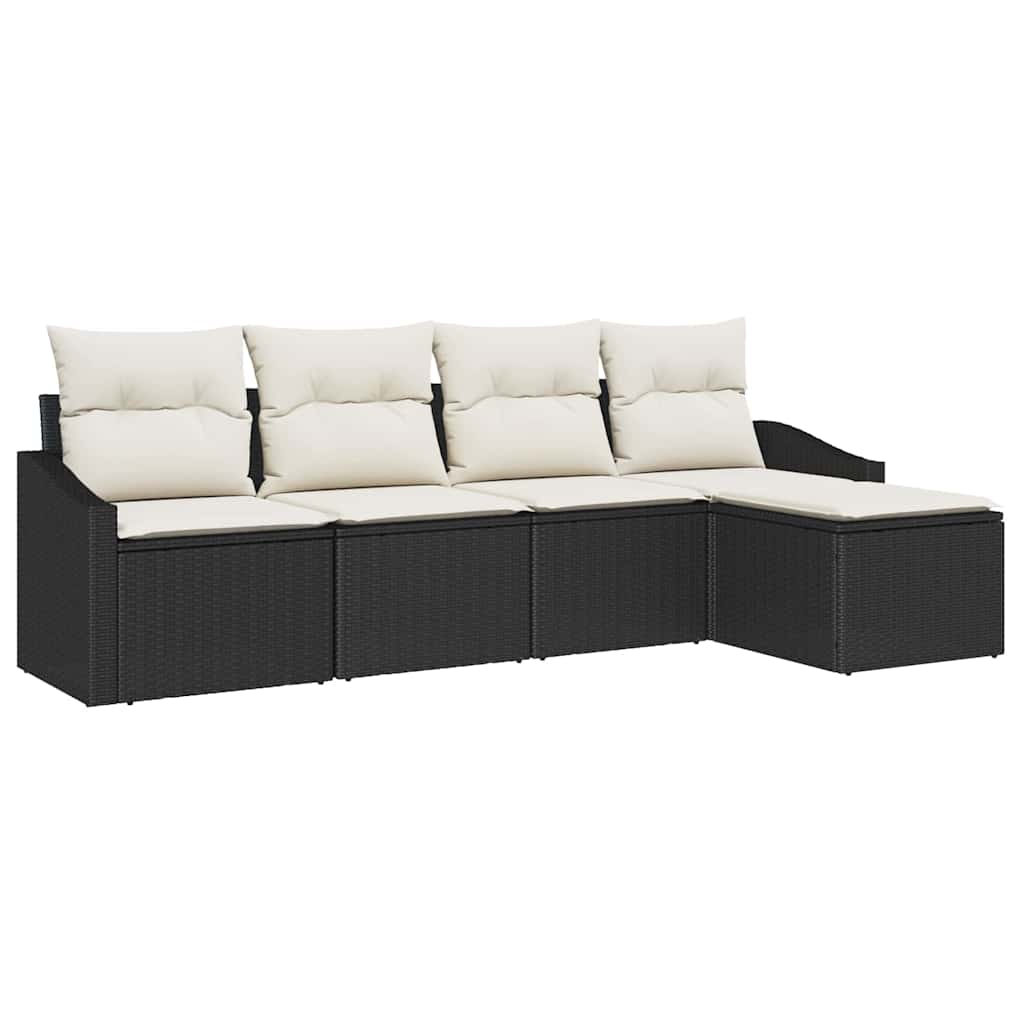 Sofa Sæt 5 stk. Sort og Cream polyrattan