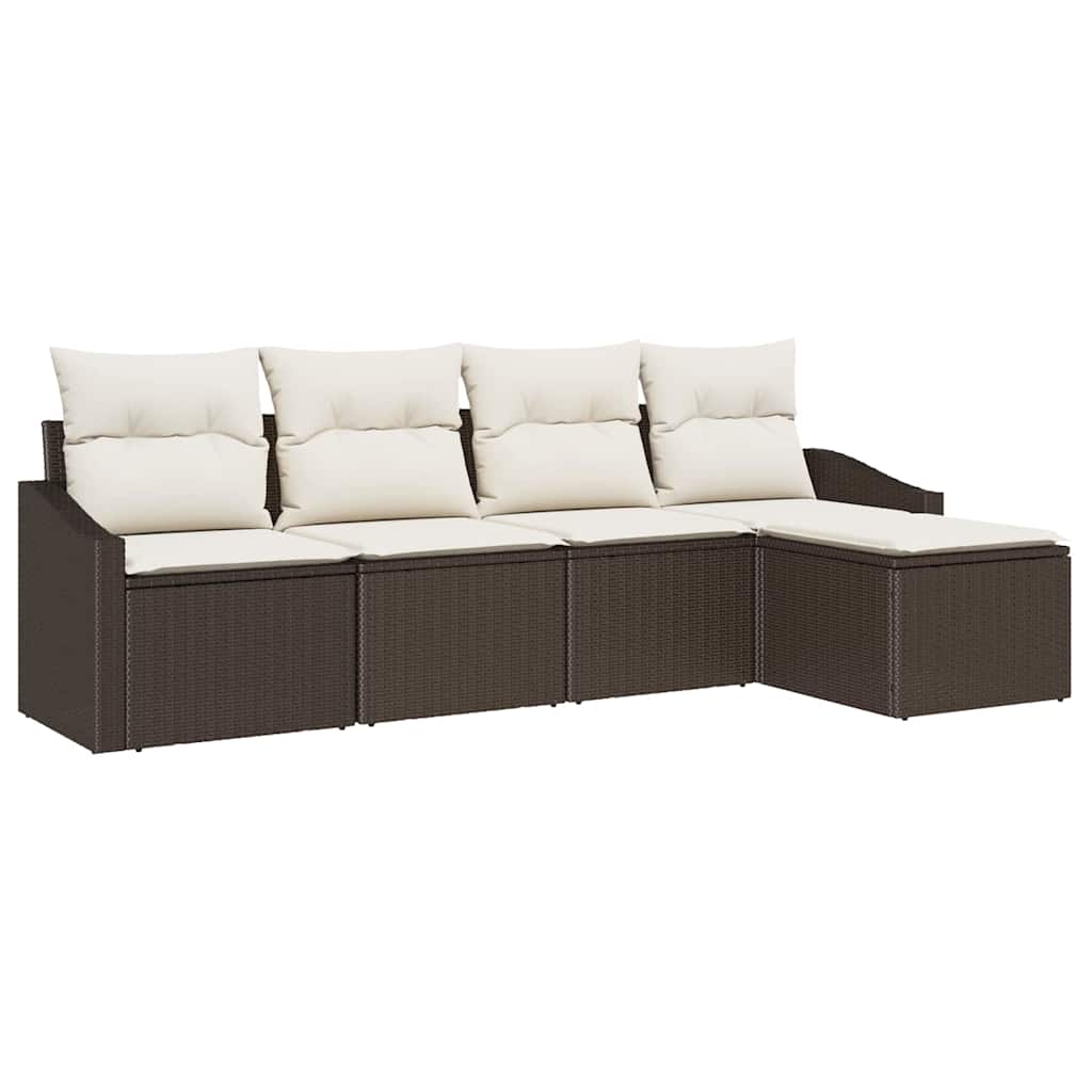 Sofa Sæt 5 stk. Brun og Creme polyrattan