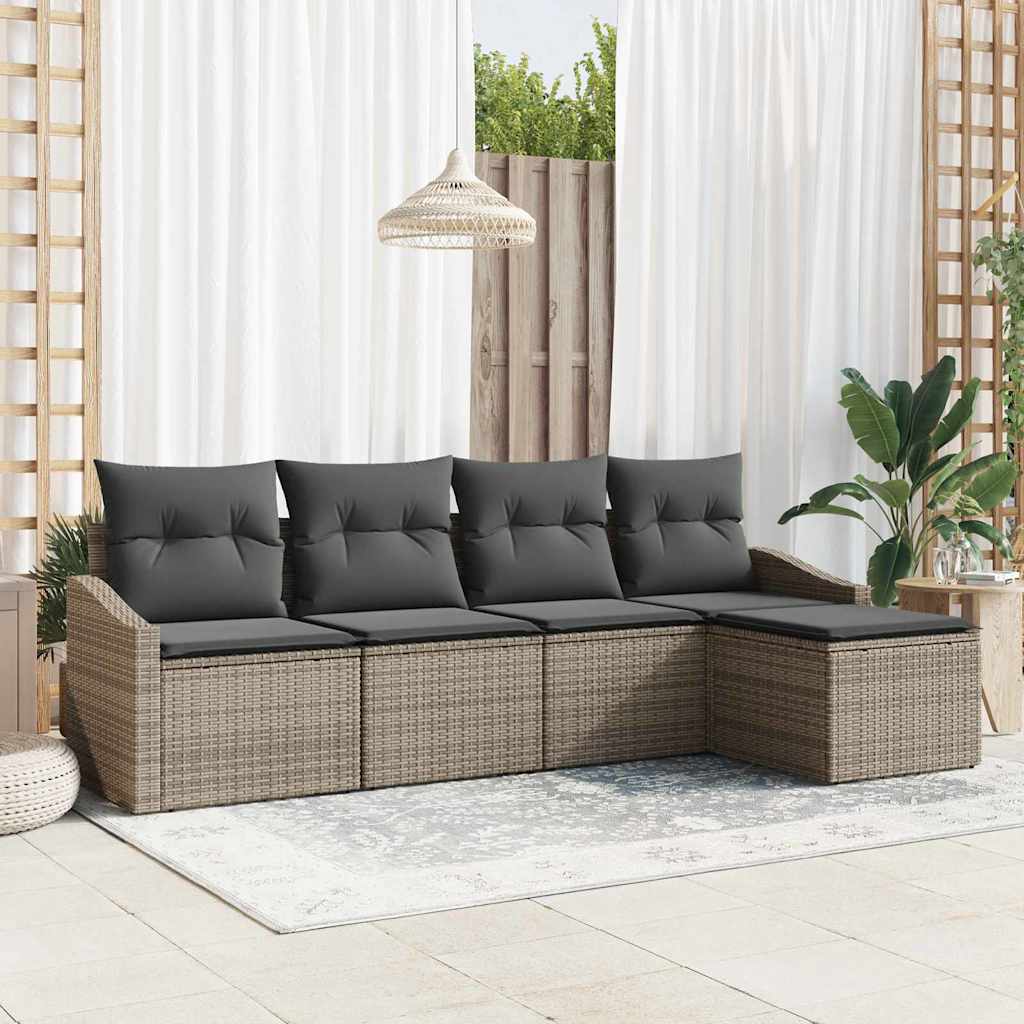 Sofa Sæt 5 stk. Grå polyrattan