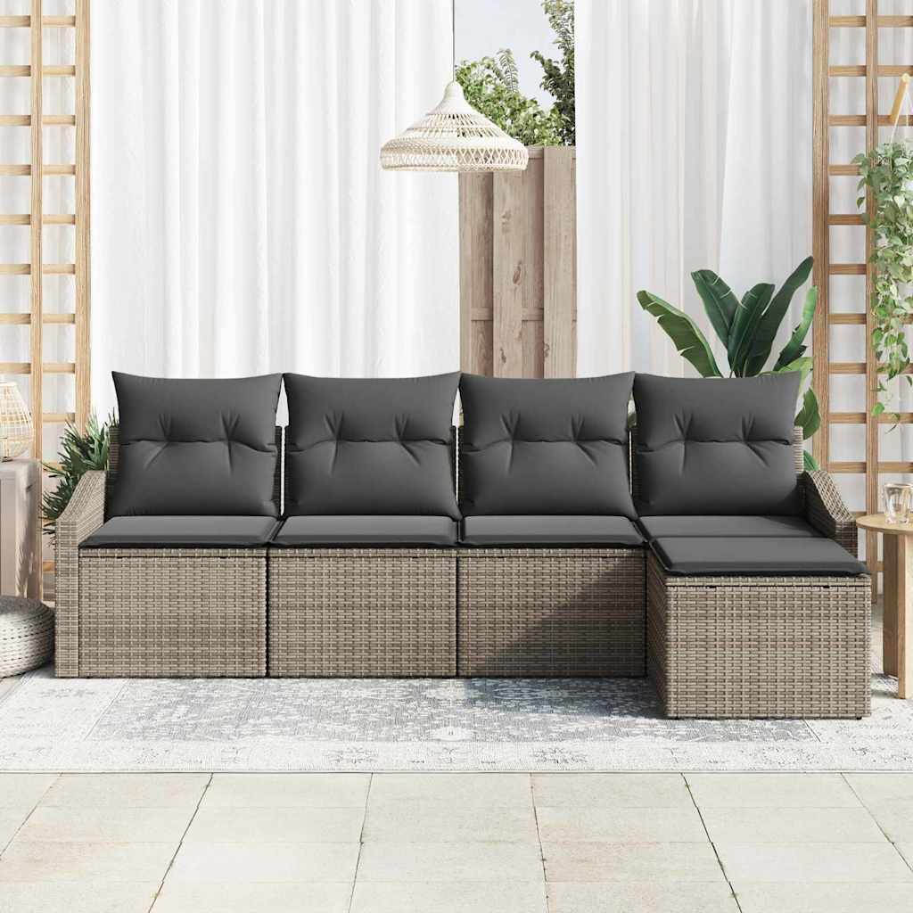 Sofa Sæt 5 stk. Grå polyrattan