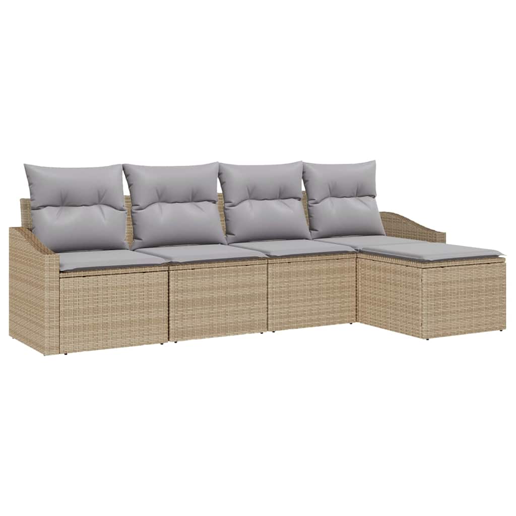 Sofa Sæt 5 stk. Beige og lys grå polyrattan