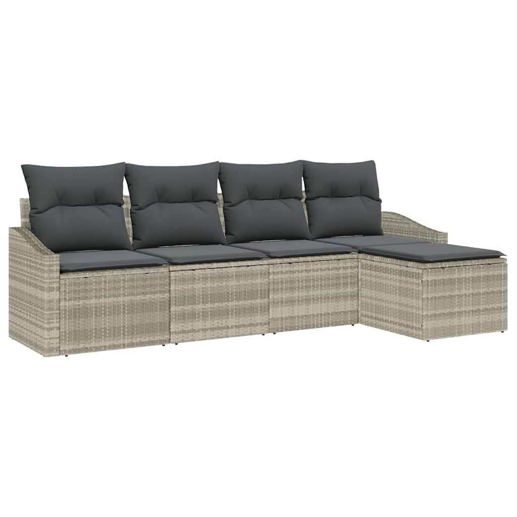 Sofa Sæt 5 stk. Lysegrå polyrattan