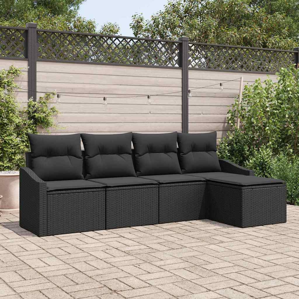 Sofa Sæt 5 stk. Sort polyrattan