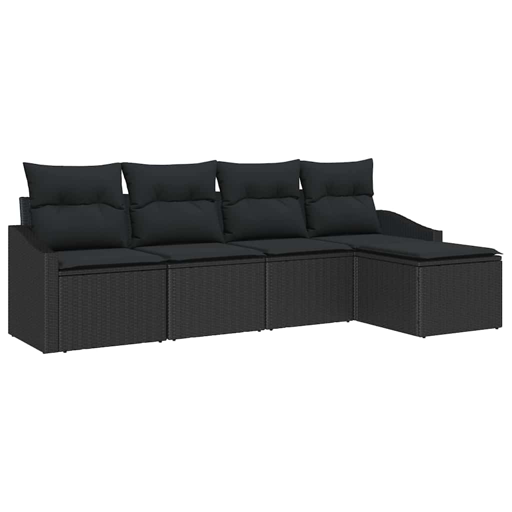 Sofa Sæt 5 stk. Sort polyrattan