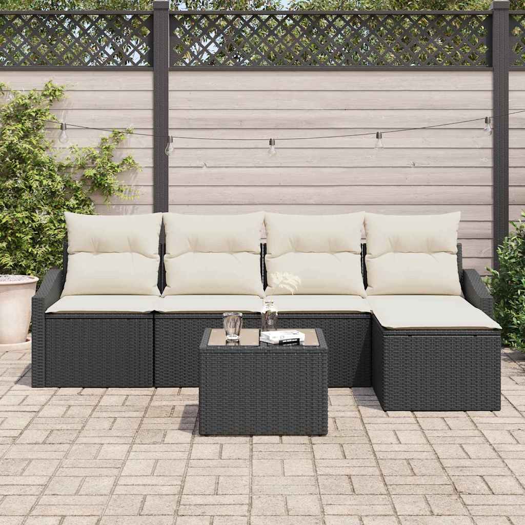 Sofa Sæt 5 stk. Brun og Creme polyrattan