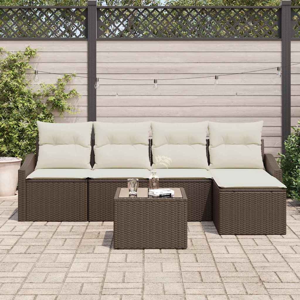 Sofa Sæt 6 stk. Brun og Creme polyrattan