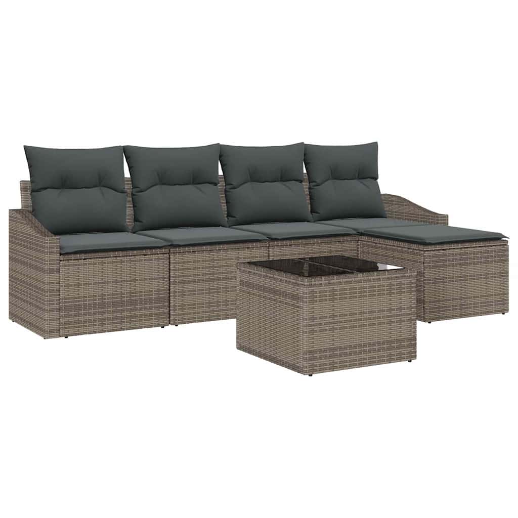Sofa Sæt 6 stk. Lysegrå polyrattan