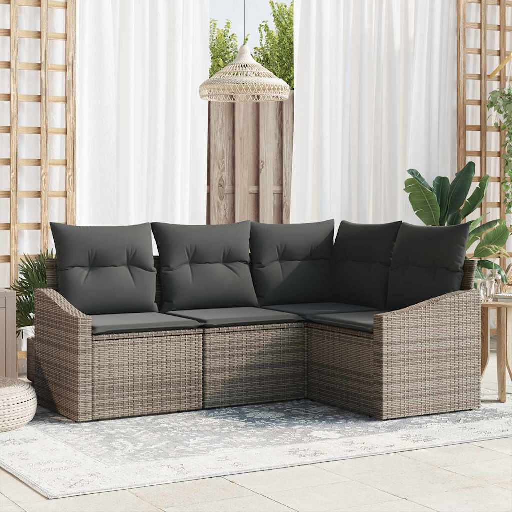 Havesofa Sæt 4 stk. Grå polyrattan