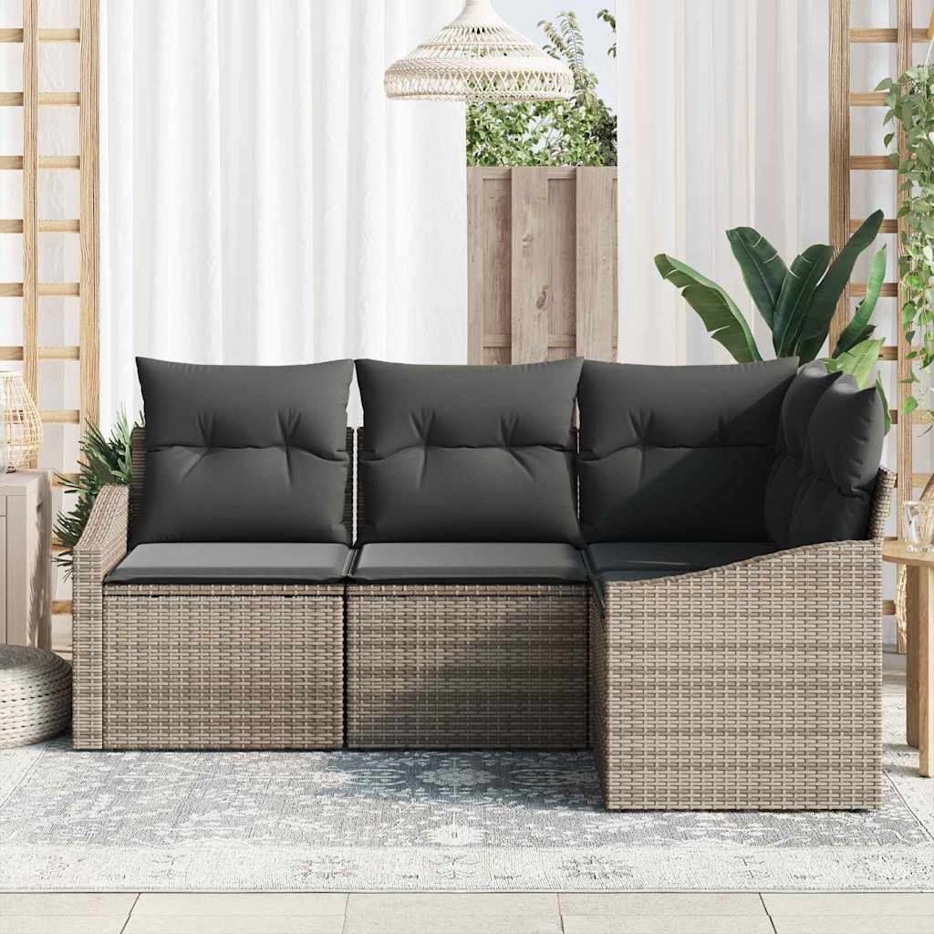 Havesofa Sæt 4 stk. Grå polyrattan