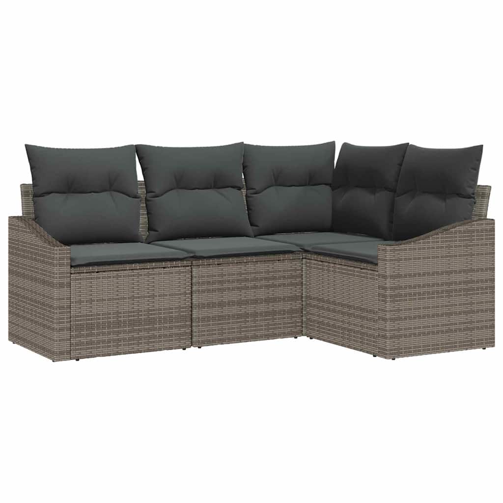 Havesofa Sæt 4 stk. Grå polyrattan