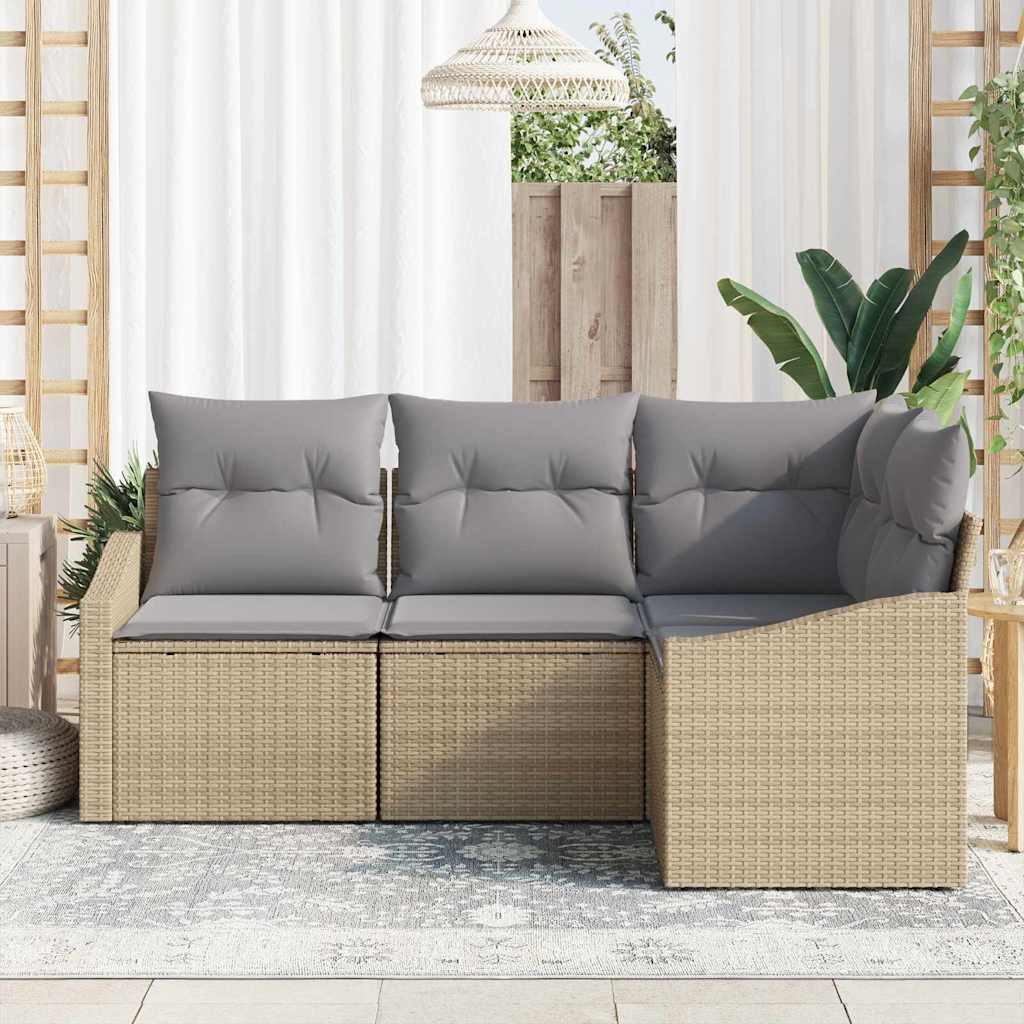 Havesofa Sæt 4 stk. Beige og lys grå polyrattan