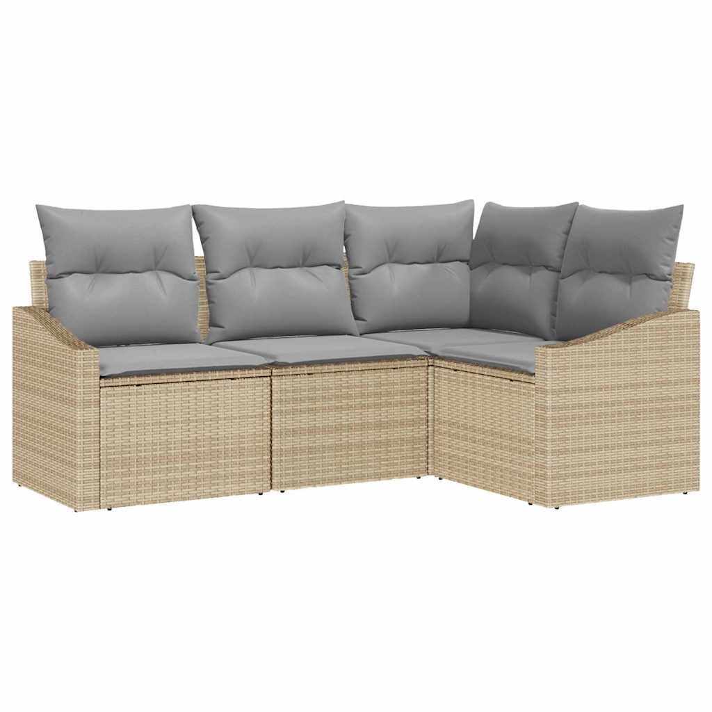 Havesofa Sæt 4 stk. Beige og lys grå polyrattan