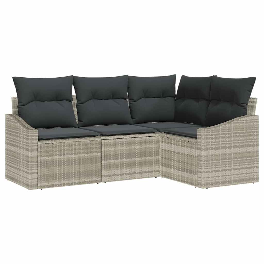 Havesofa Sæt 4 stk. Lysegrå polyrattan